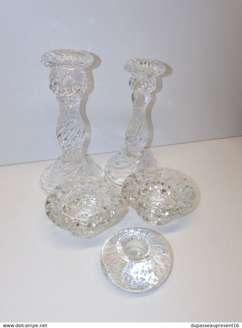 *LOT de 5 Bougeoirs Cristal et Verre France Biot ou autre Collection bougies  E