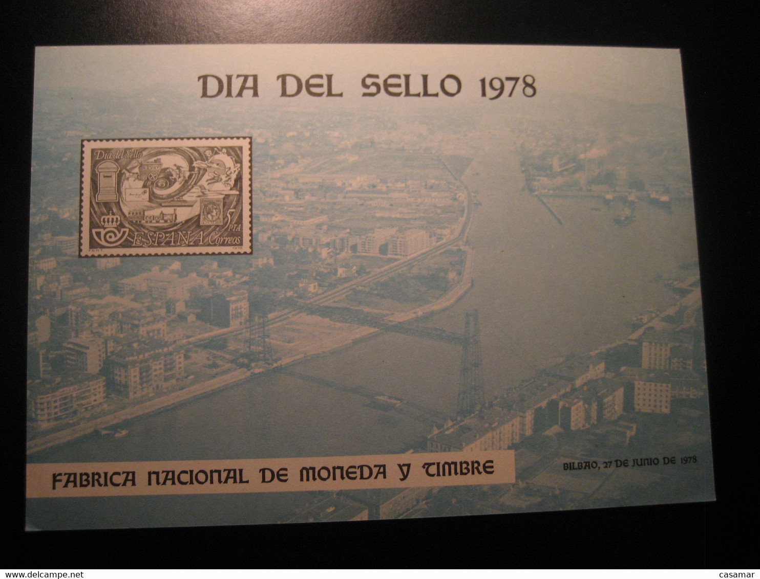 BILBAO Vizcaya 1978 Exfilna Bridge Portugalete River Big Card Proof SPAIN Document - Proofs & Reprints