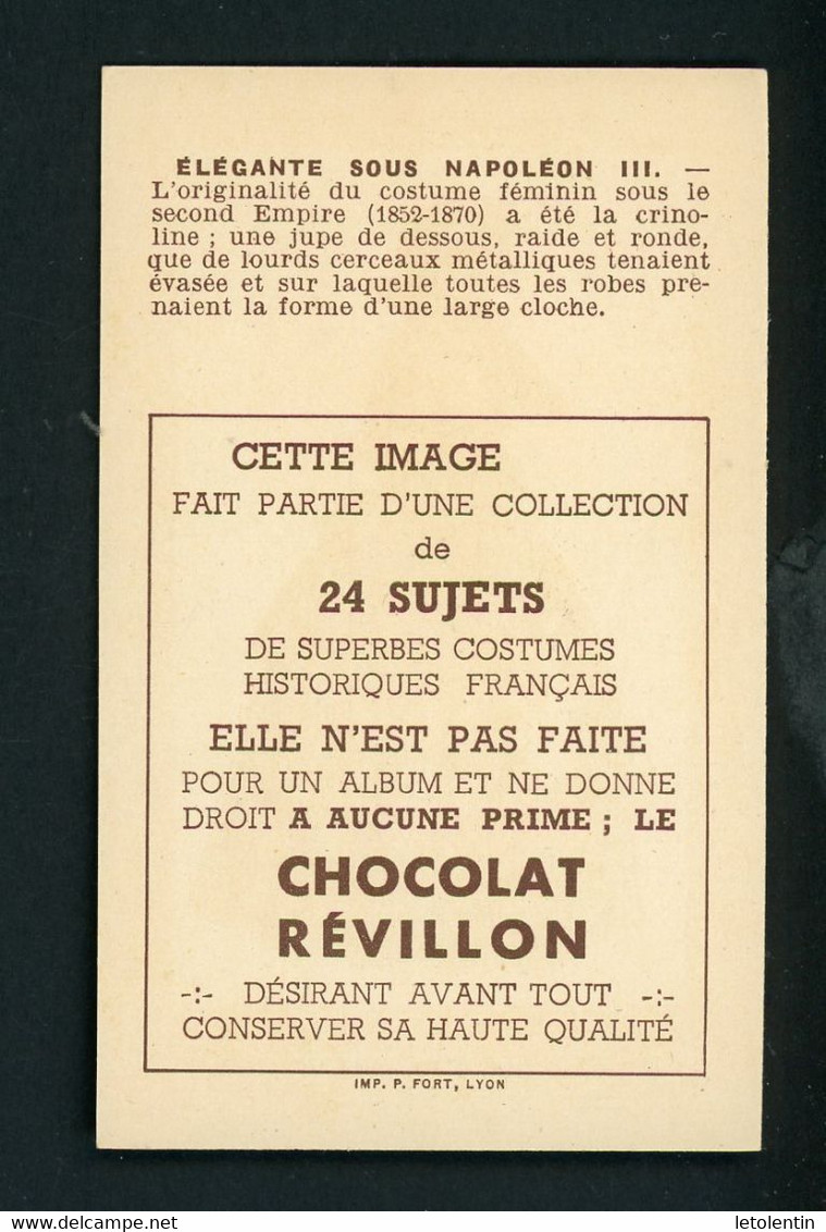 LES COSTUMES - ELEGANTE SOUS NAPOLEON III - DISTRIBUÉ PAR LA CHOCOLATERIE RÉVILLON - Revillon