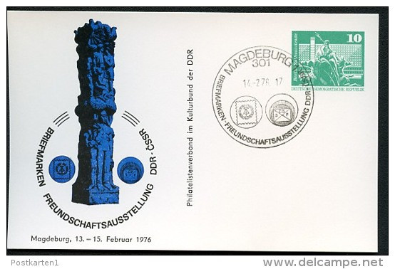 DDR PP16 D2/041 Privat-Postkarte STELE VÖLKERFREUNDSCHAFT Magdeburg Sost. 1976  NGK 4,00 € - Privatpostkarten - Gebraucht