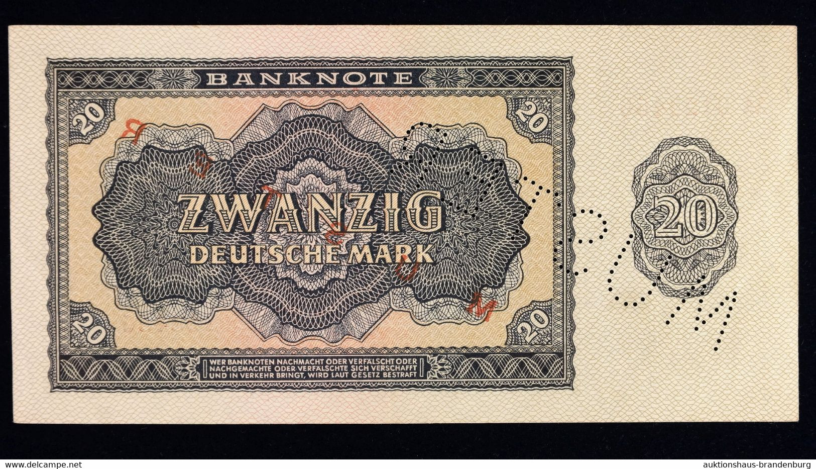 10 + 20 Deutsche Mark Berlin DDR 1955 | MUSTERNOTEN | AA012345 + AA0123456 | DDR-12M1 + DDR-13M1 | Sehr Guter Zustand! - Sammlungen