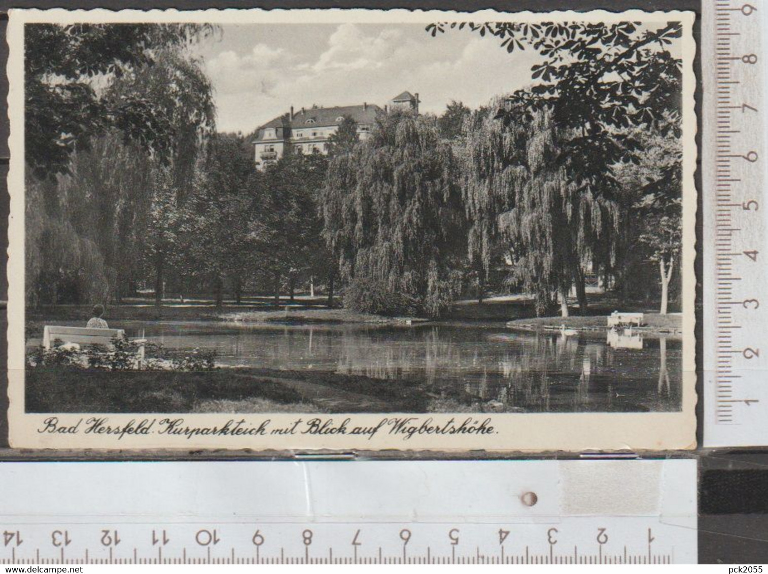 Bad Hersfeld Kurparkteich Mit Blick Auf Wigbertshöhe Gebraucht 1940 ( AK 403 ) - Bad Hersfeld