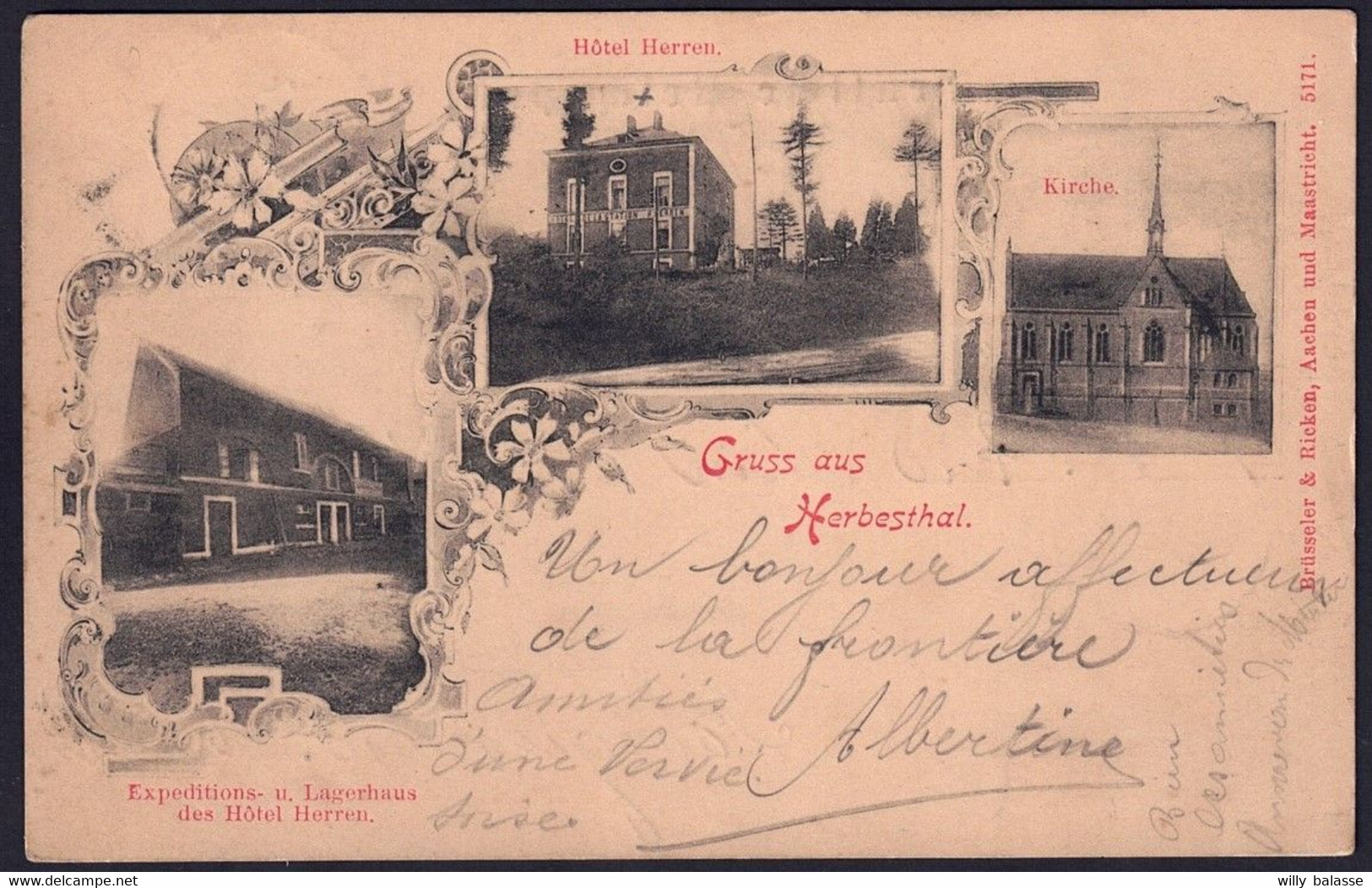 +++ CPA - Gruss Aus HERBESTHAL - Hôtel Herren - 1901   // - Lontzen