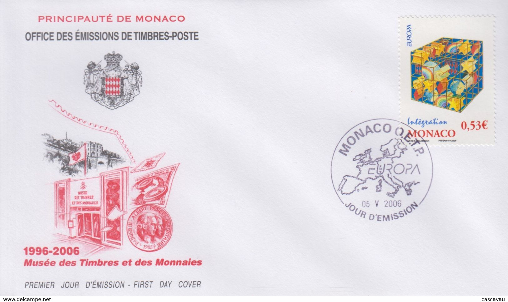 Enveloppe  FDC  1er   Jour   MONACO    Intégration   EUROPA    2006 - 2006