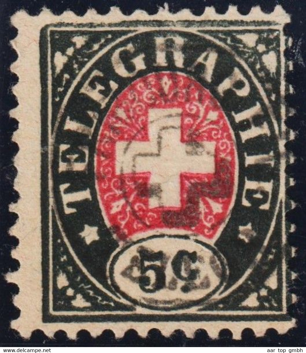 Heimat FR Fribourg Telegraphenstempel Auf Telegraphen-Marke 5 RP. Zu#13 - Télégraphe