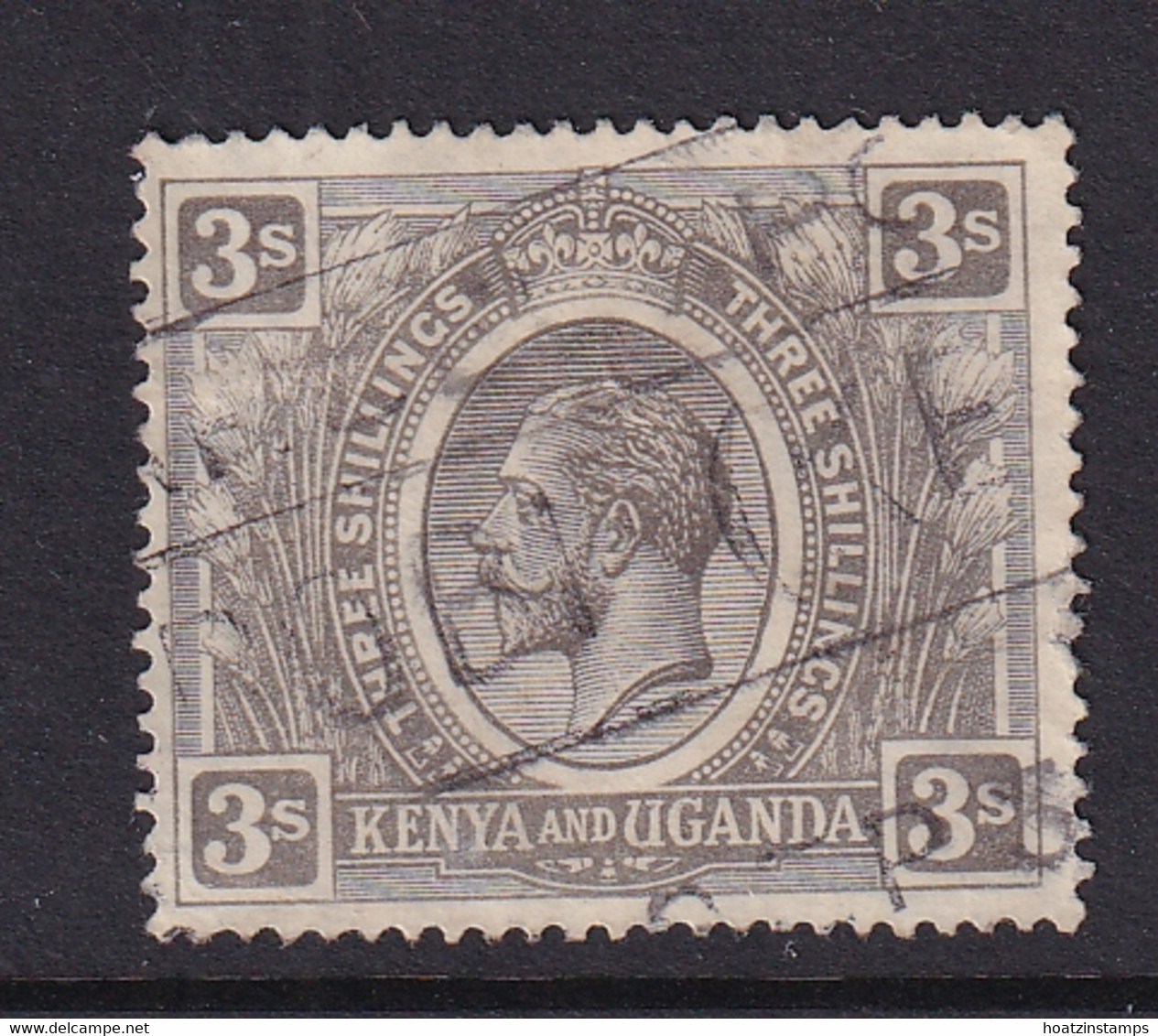 Kenya & Uganda: 1922/27   KGV    SG90    3/-   Brownish Grey  Used - Kenya & Uganda