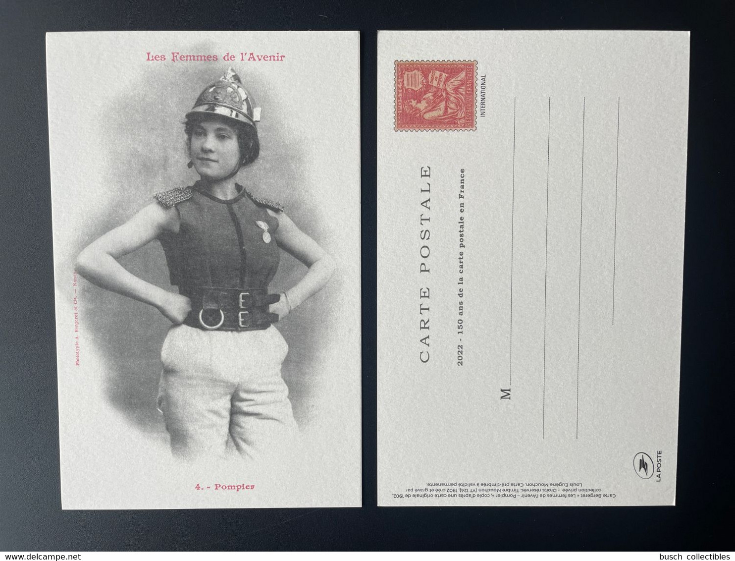 France 2022 Stationery 150 Ans Carte Postale Entier Ganzsache Salon Paris Philex Mouchon Sapeur Pompier Femme Feuerwehr - Sapeurs-Pompiers