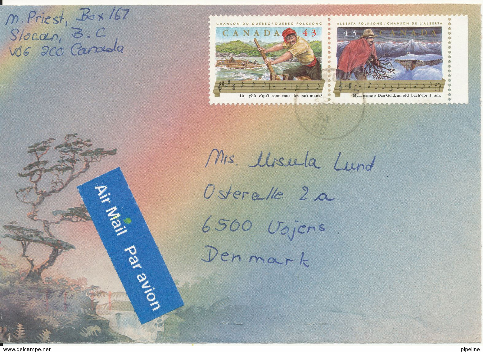 Canada Cover Sent To Denmark 1992 Topic Stamps - Covers & Documents