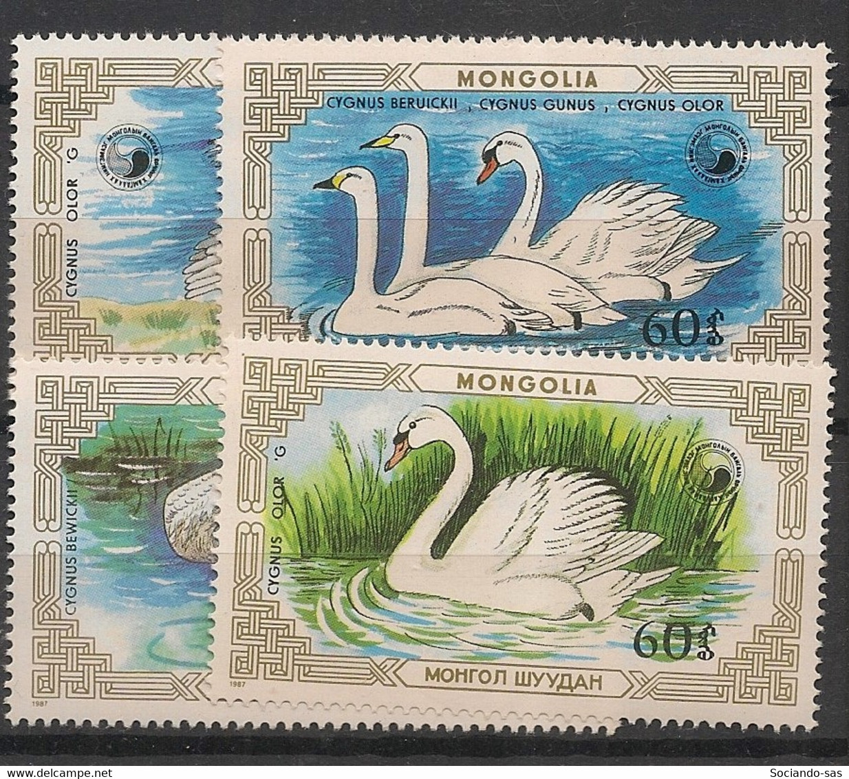 MONGOLIA - 1987 - N°Yv. 1519 à 1522 - Cygnes - Série Complète - Neuf Luxe** / MNH / Postfrisch - Cisnes