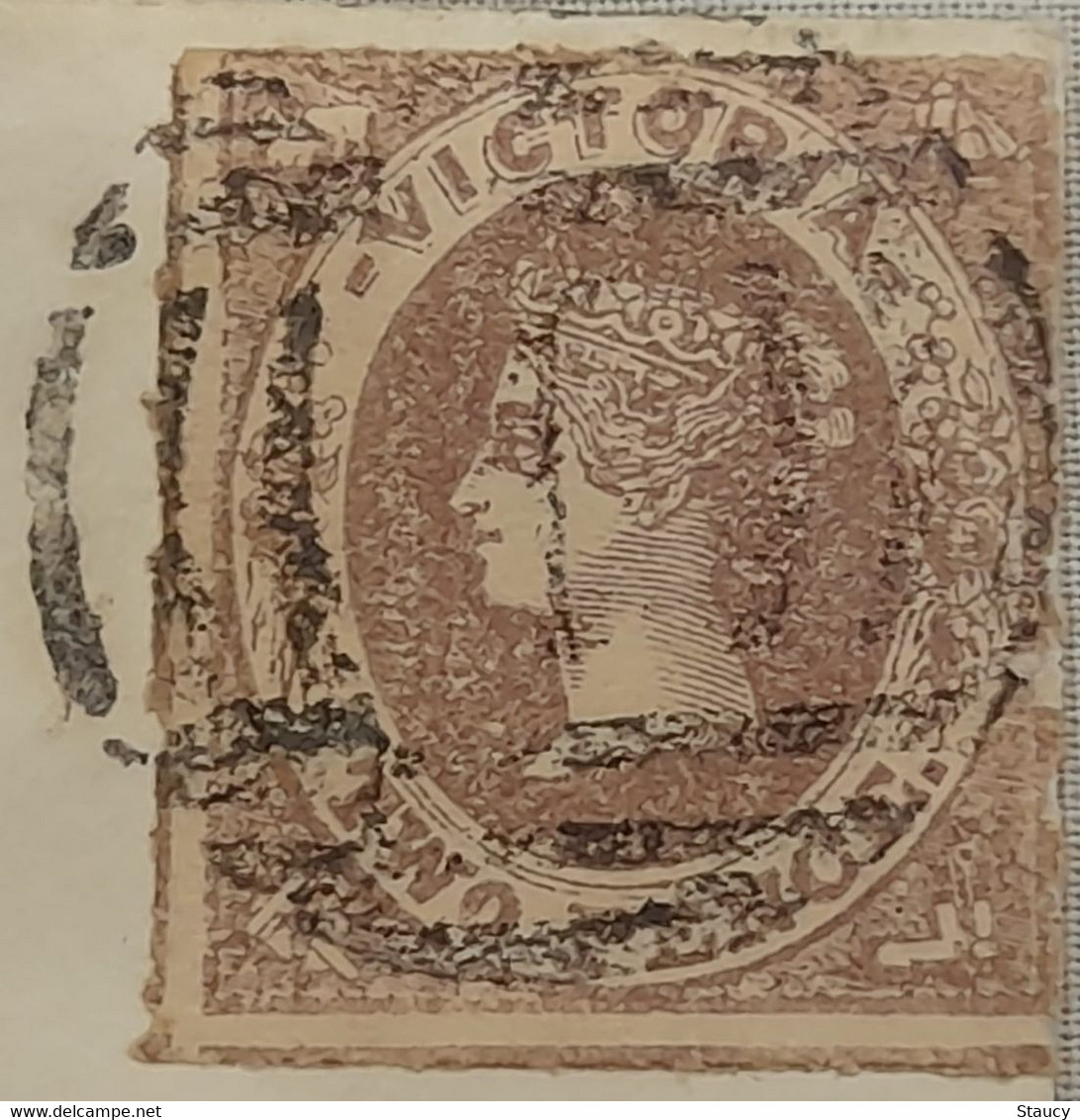 AUSTRALIA VICTORIA 1858 QV 2p Brown Lilac Imperf Franked On Cover Tied With Grill Cancellation Local Use, Rare - Storia Postale