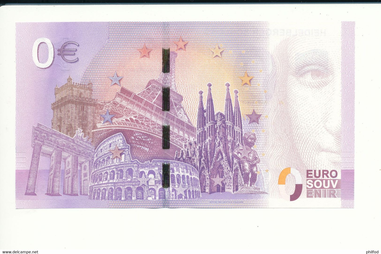 Billet Souvenir - 0 Euro - XELU - 2017-1 - HEIDELBERGER SCHLOSS - N° 458 - Billet épuisé - Lots & Kiloware - Banknotes