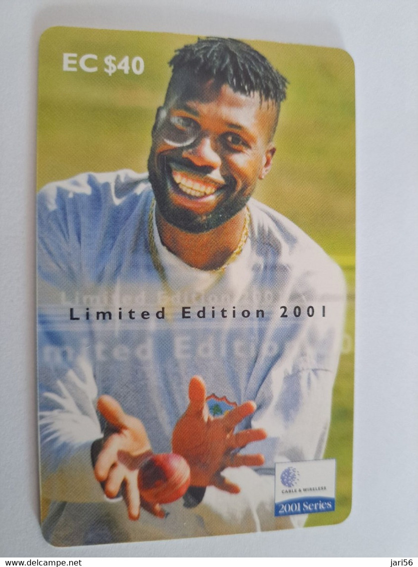 ANTIGUA  $40,- CHIPCARD  CURTLEY AMBROSE  LIMITED EDITION 2001/  QRICKET    Fine Used Card  ** 10873 ** - Antigua E Barbuda