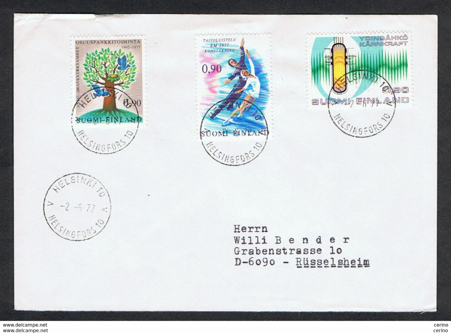 FINLAND: 1977  COVERT WITH: 90 P. + 90 P. + 90 P. (766 + 770 + 774) - TO GERMANY - Storia Postale