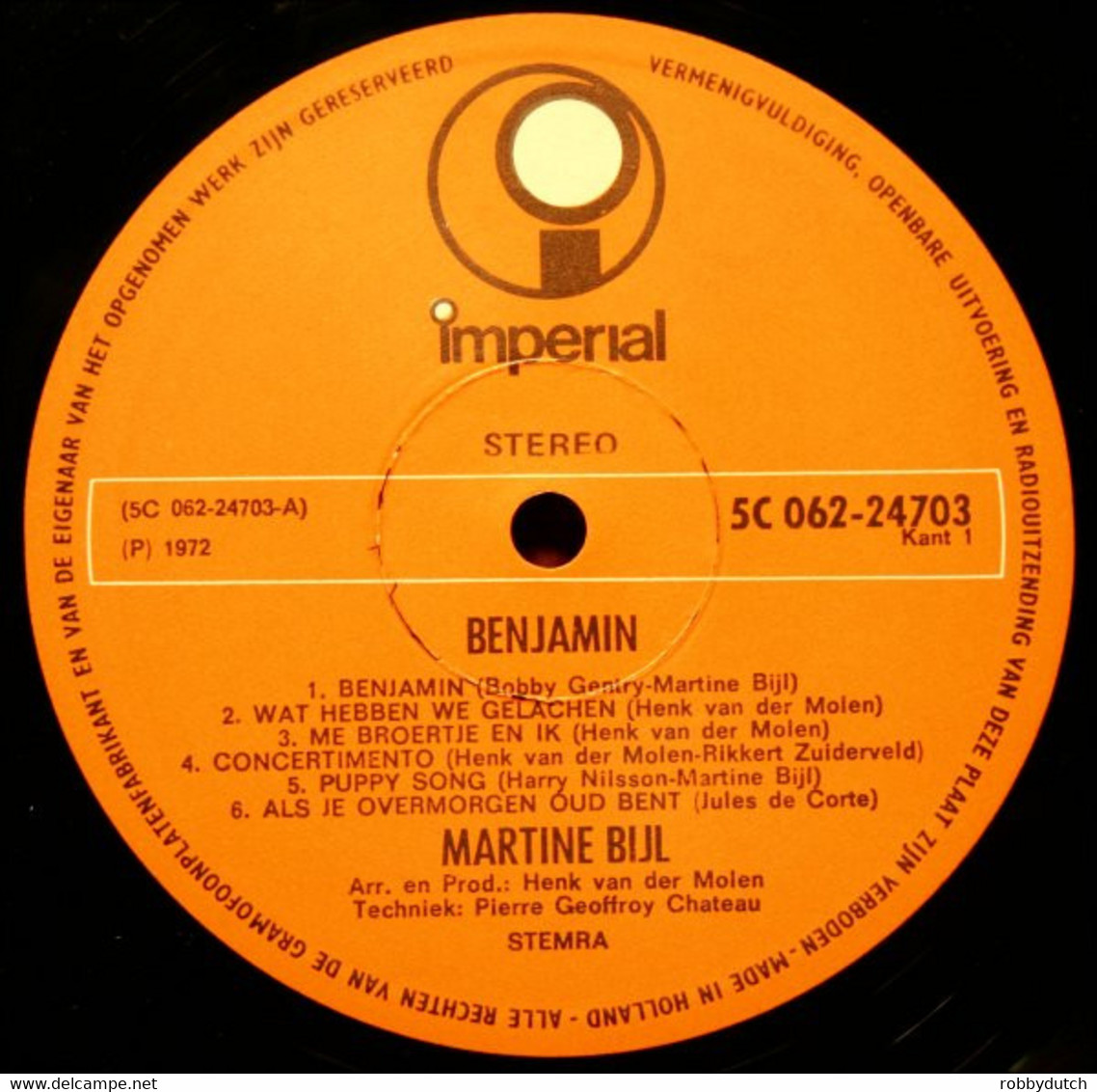 * LP *  MARTINE BIJL - BENJAMIN (Holland 1972. Gatefold On Imperial) - Autres - Musique Néerlandaise