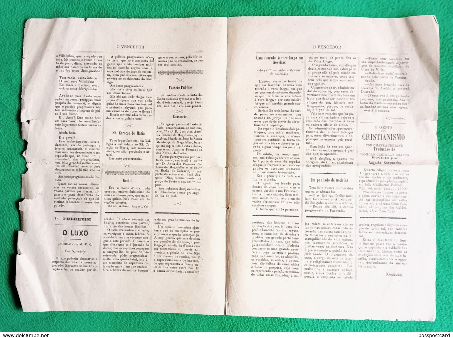 Penafiel - Jornal "O Vencedor" Nº 130 De 16 De Setembro De 1889 - Imprensa. Porto. Portugal. - Allgemeine Literatur