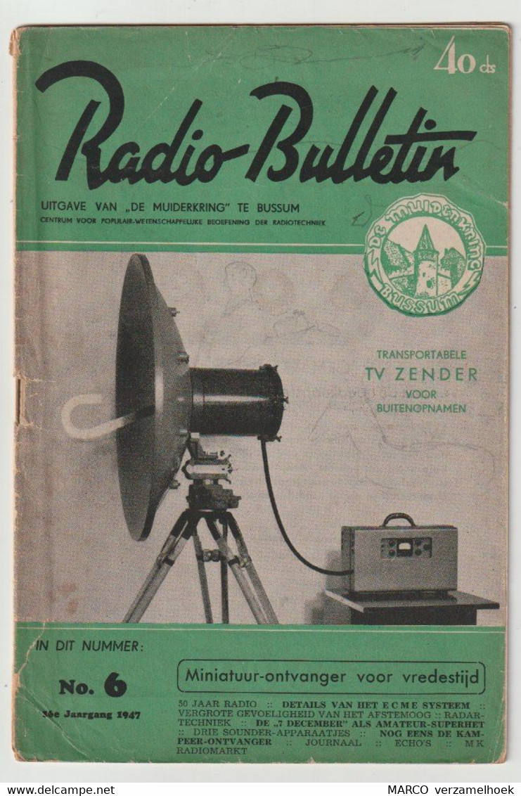 Brochure-leaflet Radio-bulletin Muiderkring Bussum (NL) 1947 - Littérature & Schémas