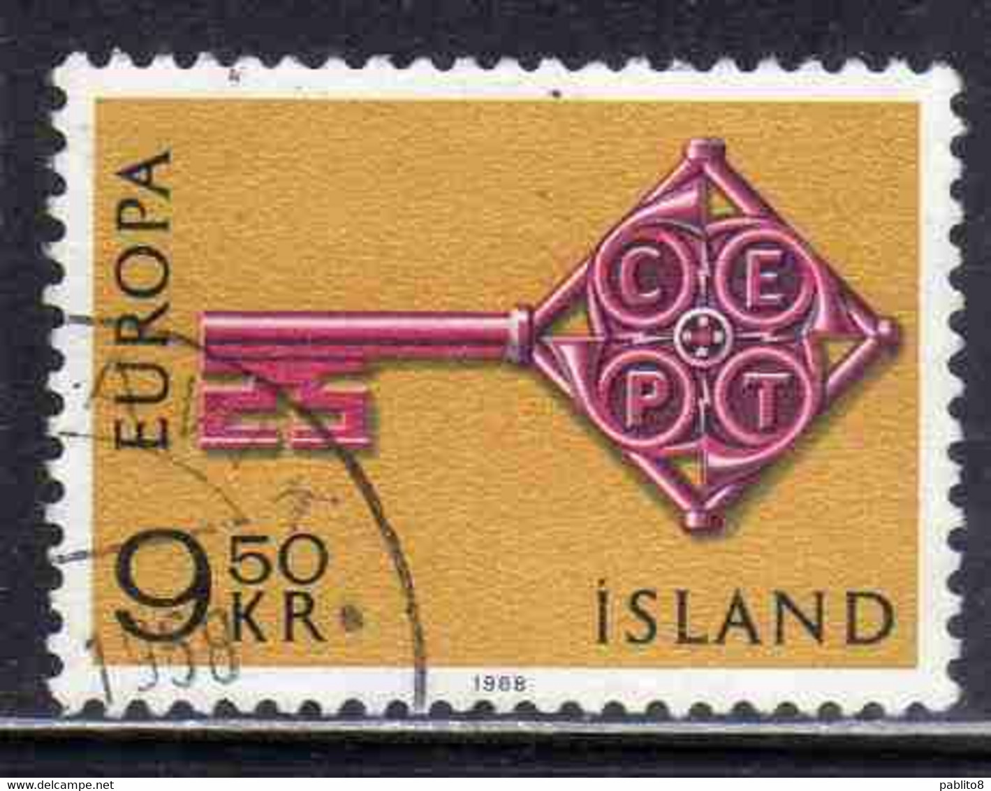 ISLANDA ICELAND ISLANDE ISLAND 1968 EUROPA CEPT UNITED 9.50k USED USATO OBLITERE' - Gebruikt