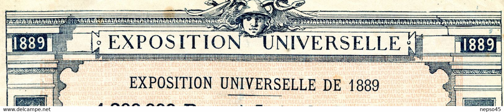 Exposition Universelle De 1889.Paris.Bon à Lot 25 Francs Au Porteur.Illustration Henri Danger.Cachet Sec. - Toerisme