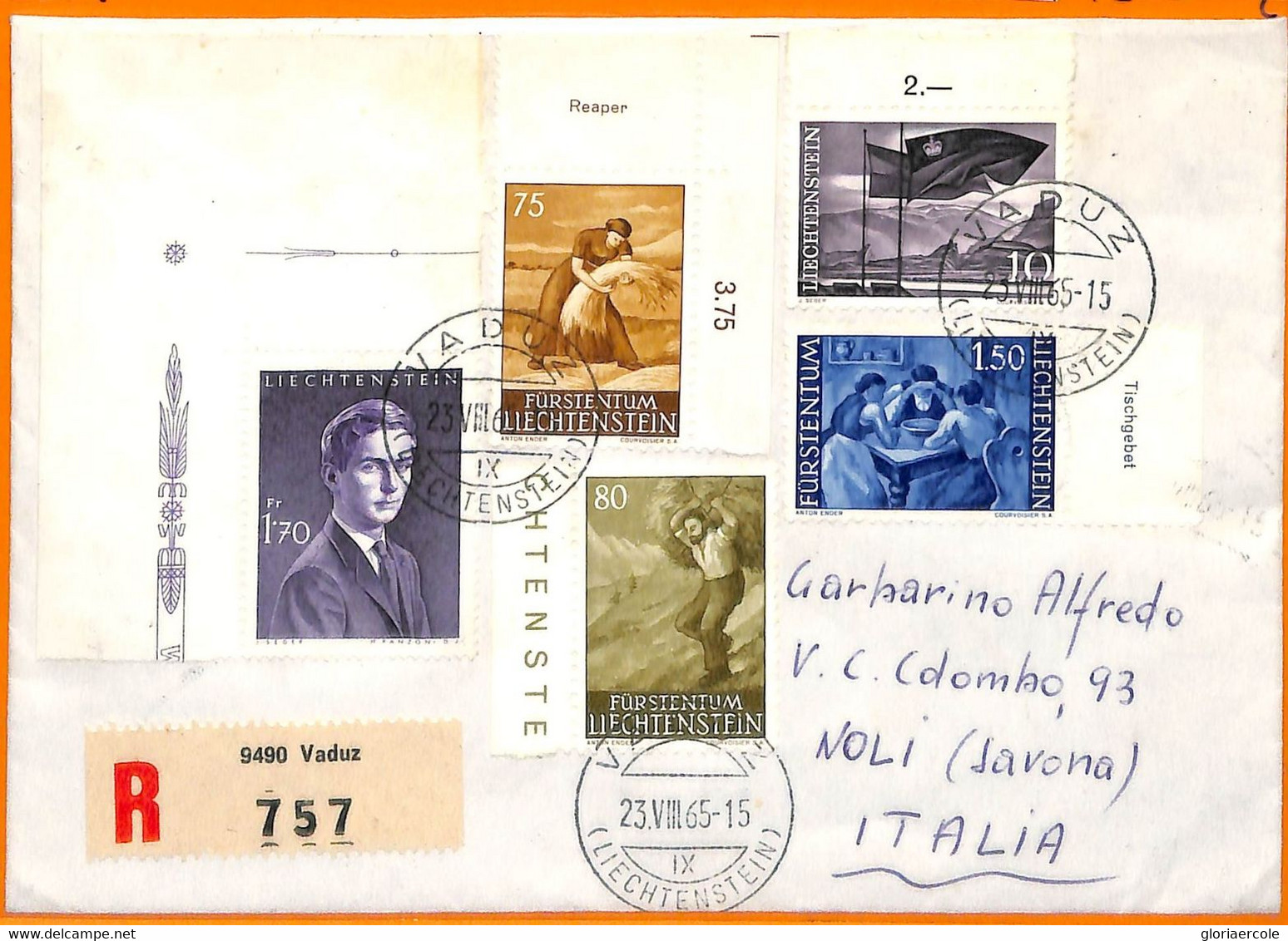 99312 - LIECHTENSTEIN - POSTAL HISTORY -  REGISTERED COVER To ITALY  1965 - Briefe U. Dokumente