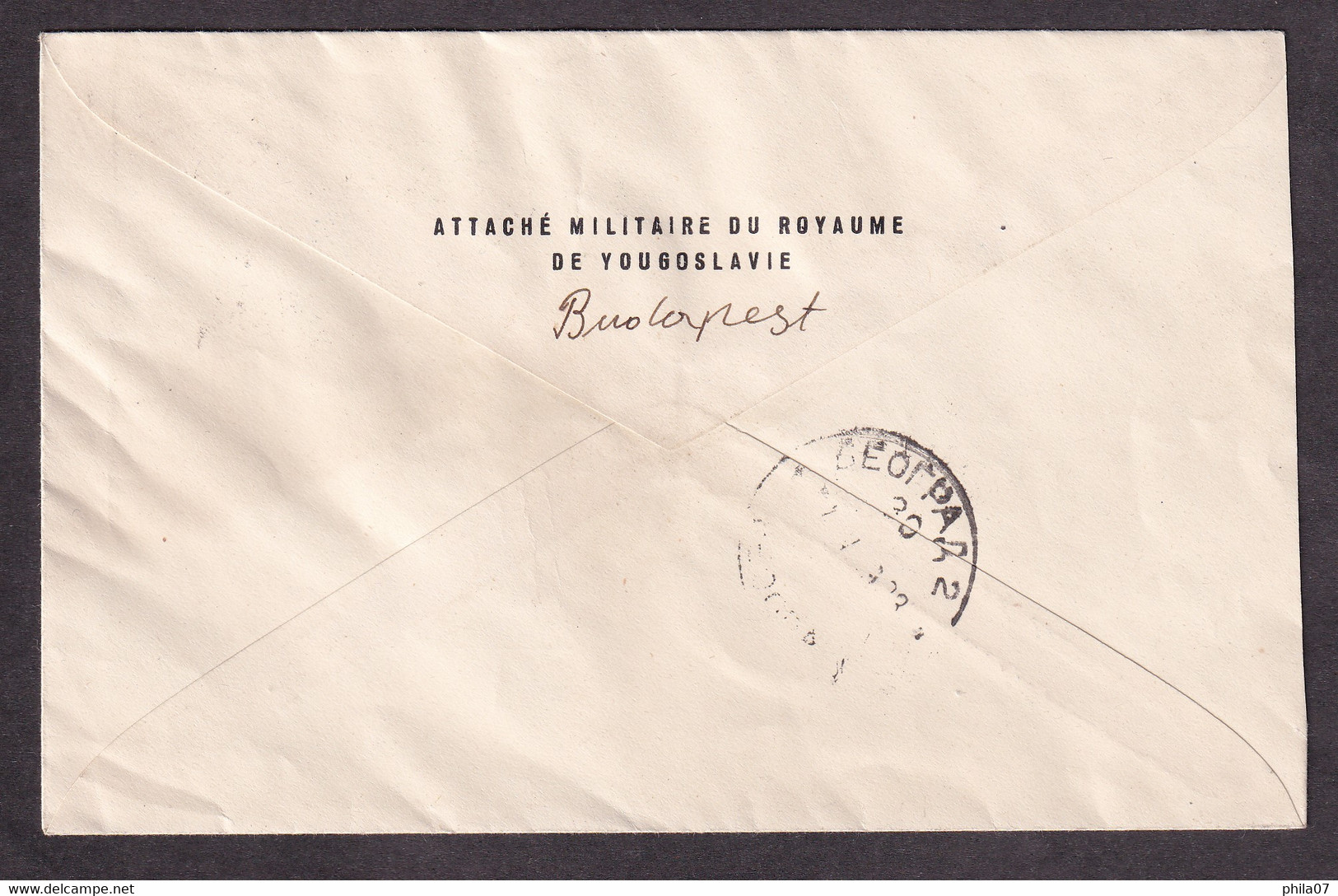 HUNGARY - Envelope Of Attache Militarie Du Royaume De Yugoslavie Sent By Registered Mail From Budapest To ...  / 2 Scans - Other & Unclassified