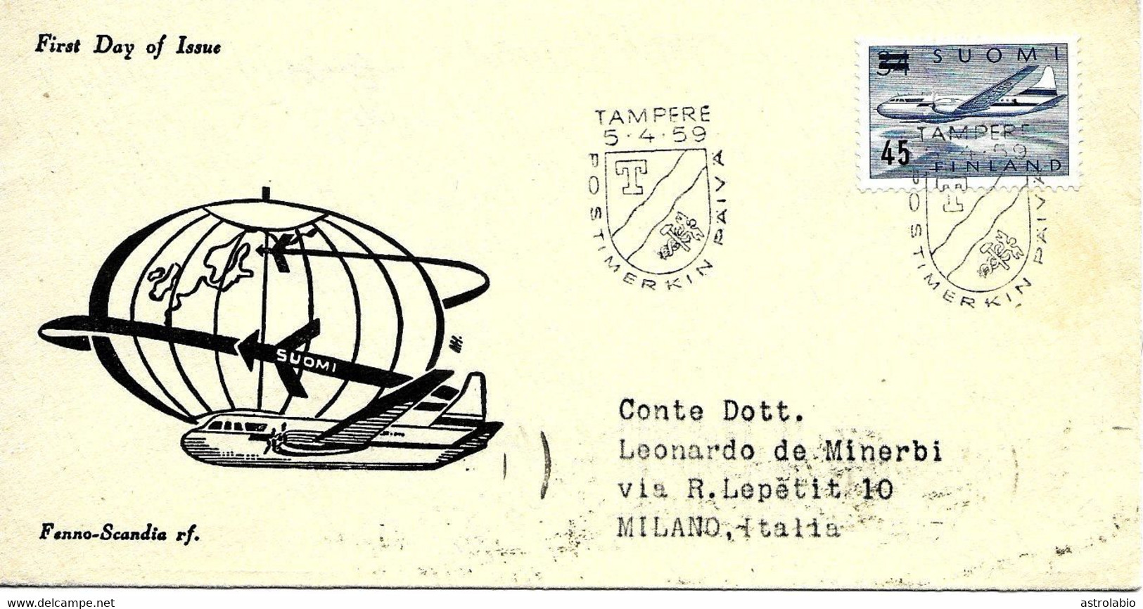 Timbre Surchargé FDC 1959 Mi 505 Yvert Aé-7 - Lettres & Documents