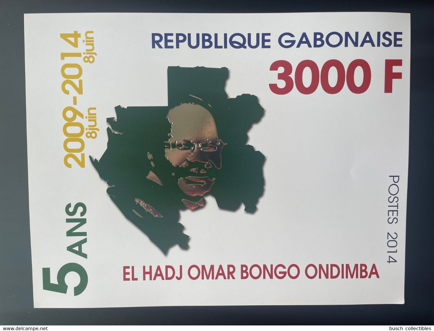 Gabon Gabun 2014 Mi. Block ? 3 000 F Giant Stamps Timbres Géants 2009 Omar Edith Bongo Ondimba Gold OR Argent Silver - Gabon (1960-...)