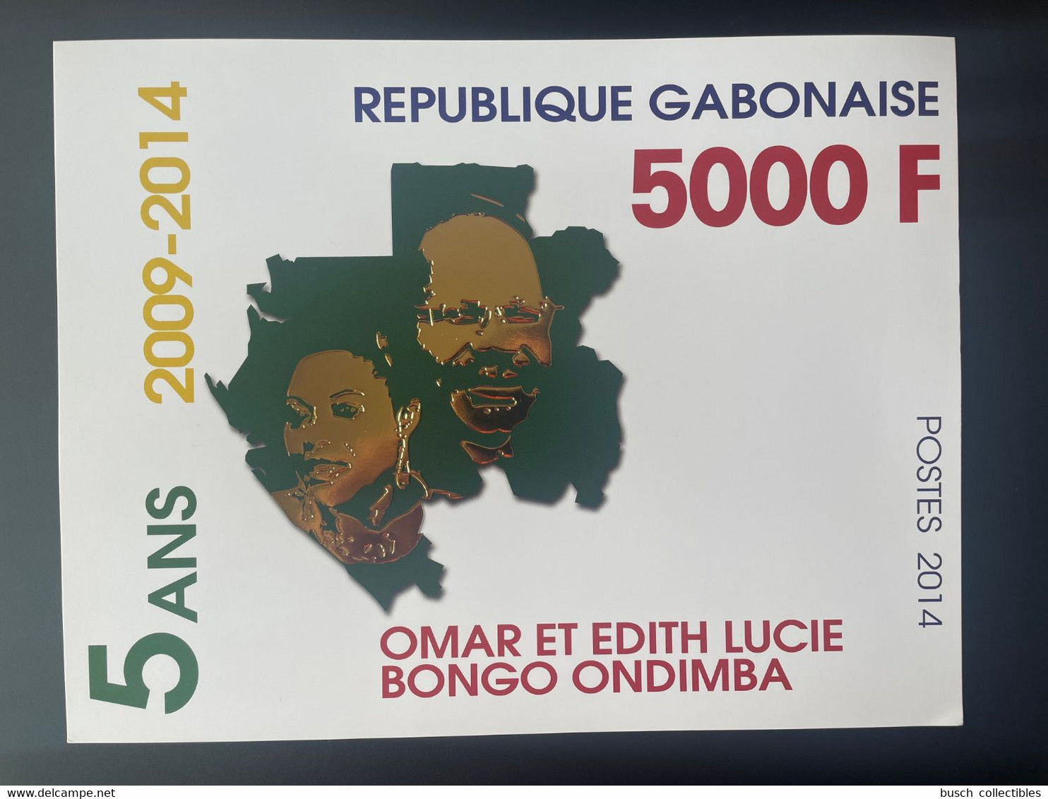 Gabon Gabun 2014 Mi. Block ? 3 000 F Giant Stamps Timbres Géants 2009 Omar Edith Bongo Ondimba Gold OR Argent Silver - Gabun (1960-...)