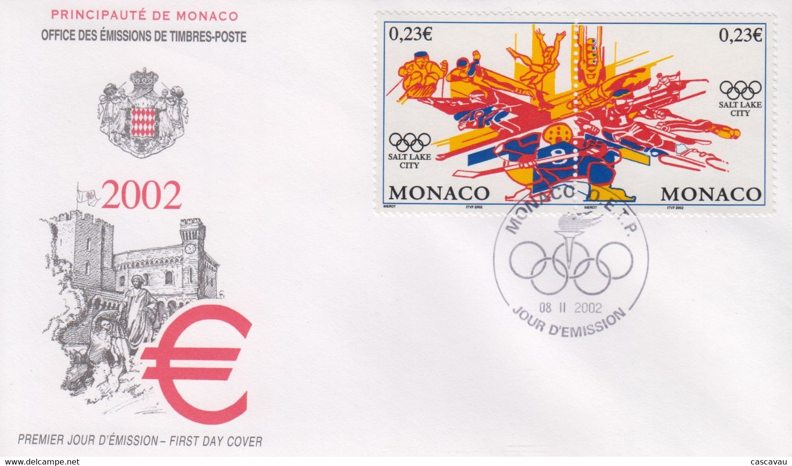 Enveloppe  FDC  1er  Jour   MONACO   Jeux  Olympiques  De  SALT  LAKE  CITY   2002 - Winter 2002: Salt Lake City