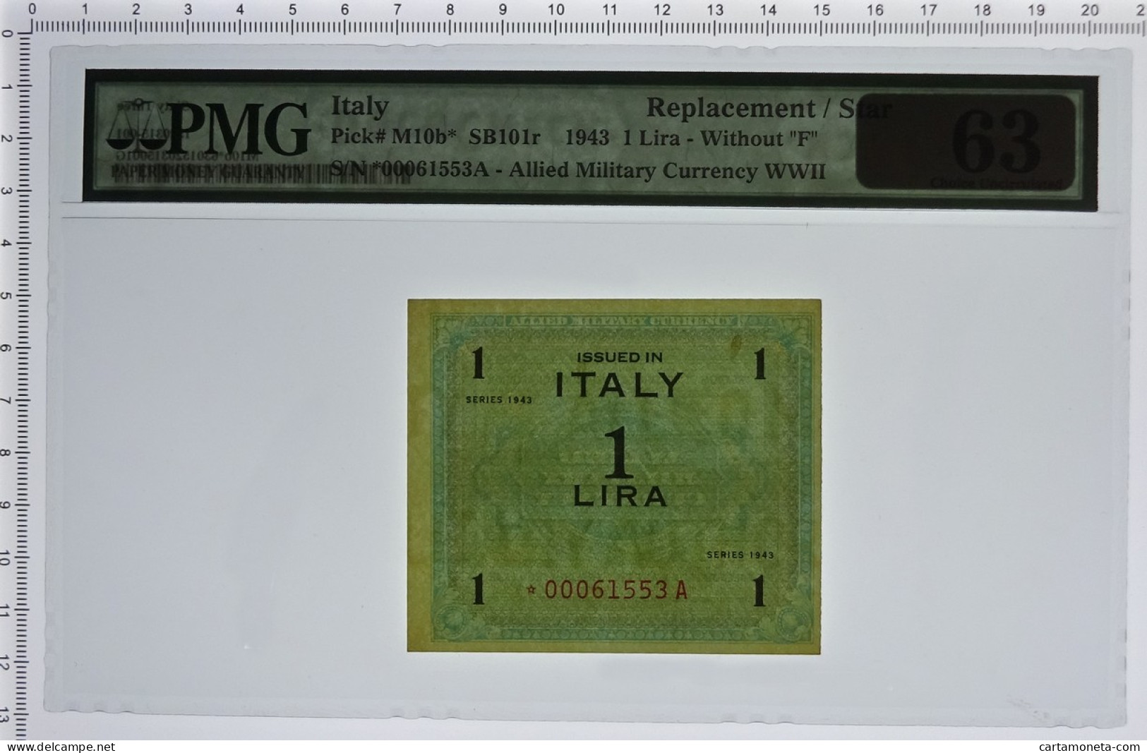 1 LIRA OCCUPAZIONE AMERICANA IN ITALIA MONOLINGUA ASTERISCO 1943 QFDS - Ocupación Aliados Segunda Guerra Mundial