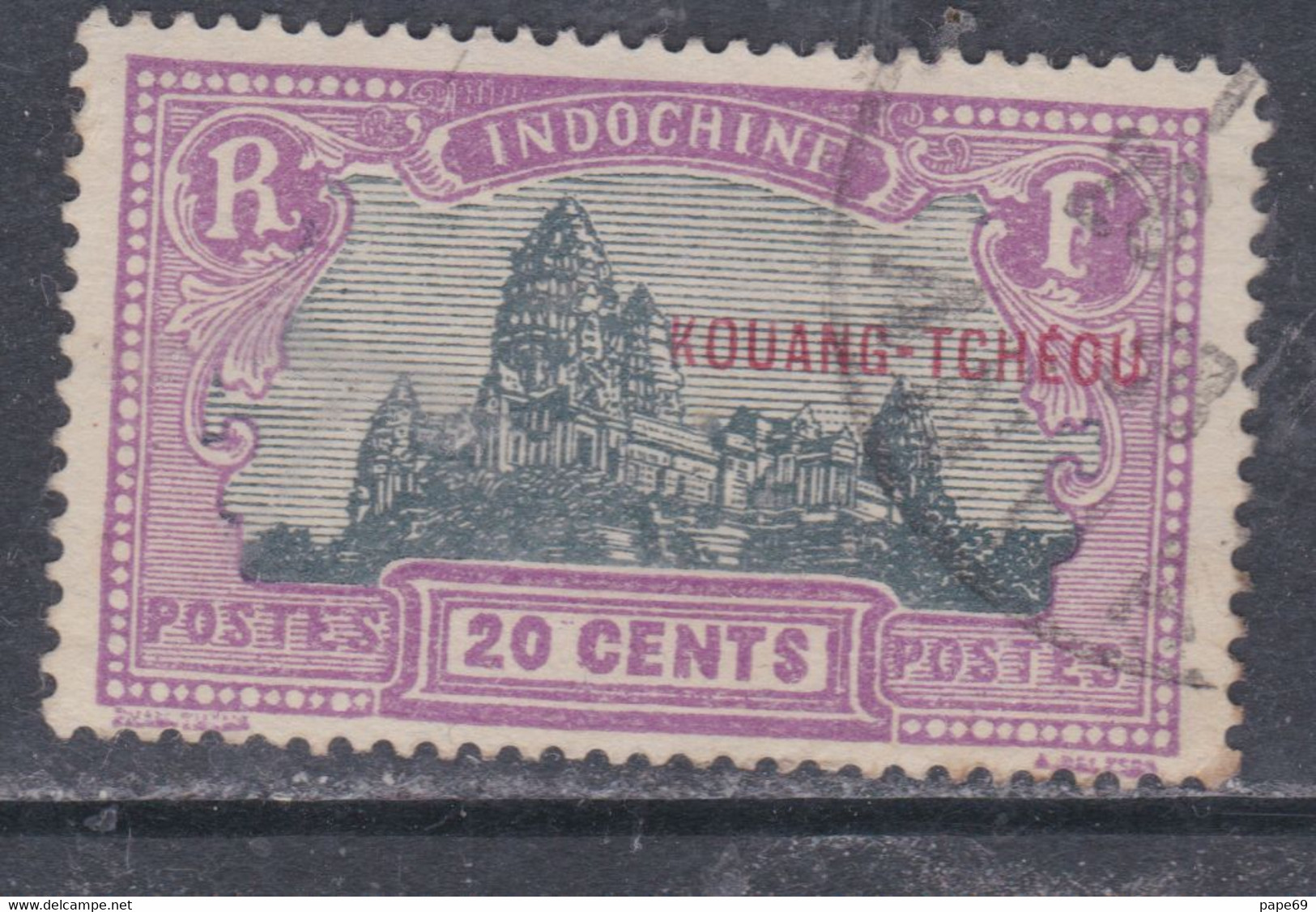 Kouang-Tchéou N° 90 O Timbres D'Indochine Surchargés : 20 C. Lilas Et Vert-gris, Oblitération Légère Sinon TB - Oblitérés