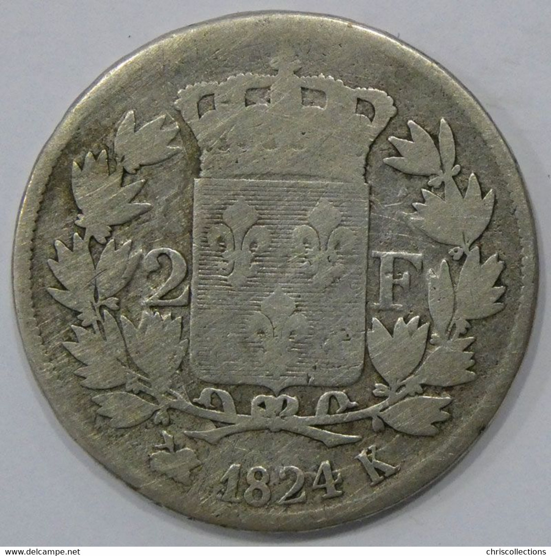 FRANCE - LOUIS XVIII - 2 Francs 1824K - B+/TB - Gad. : 513 - 2 Francs