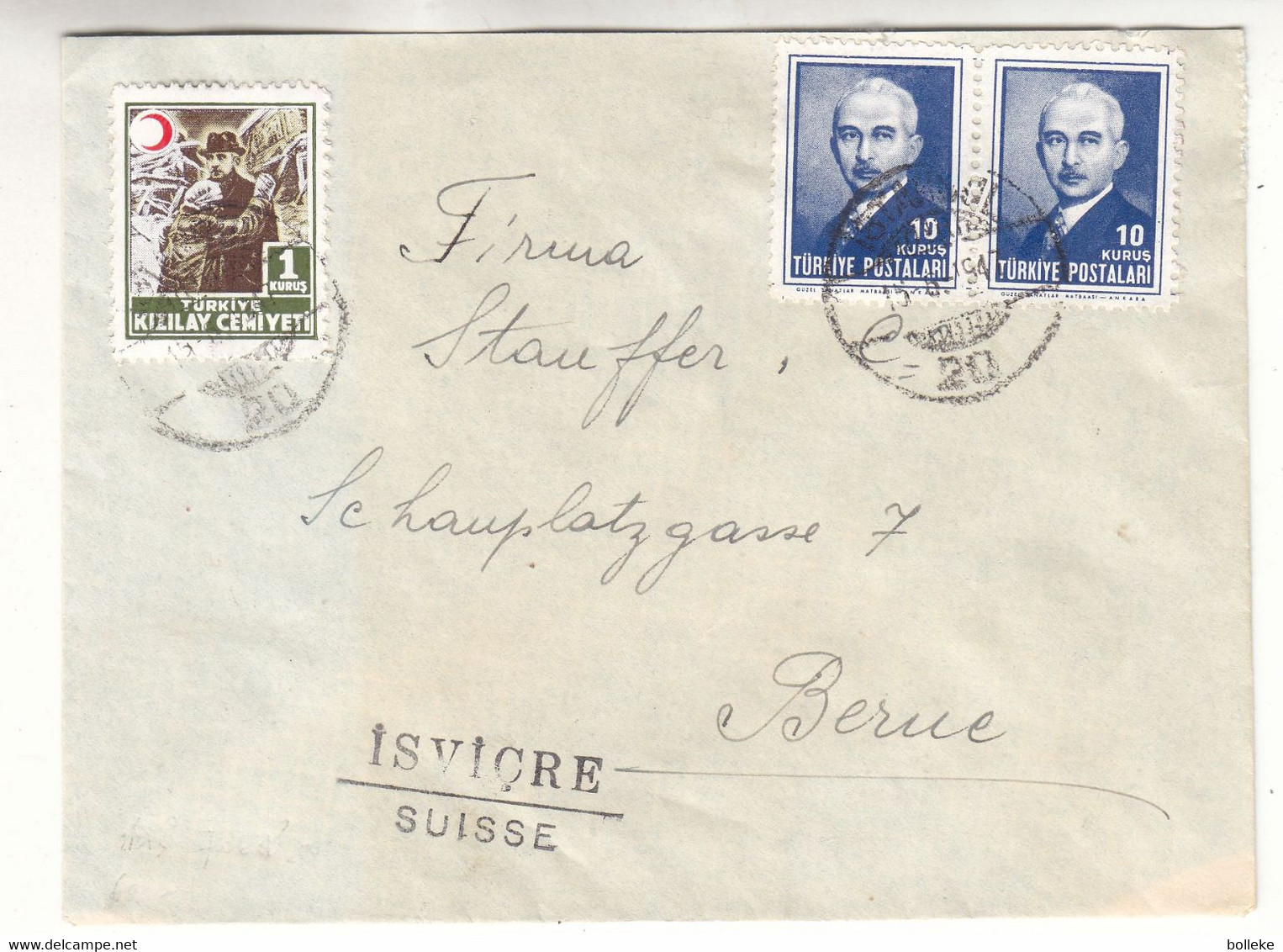 Turquie - Lettre De 1947 - Oblit Istanbul - Exp Vers Berne - - Briefe U. Dokumente