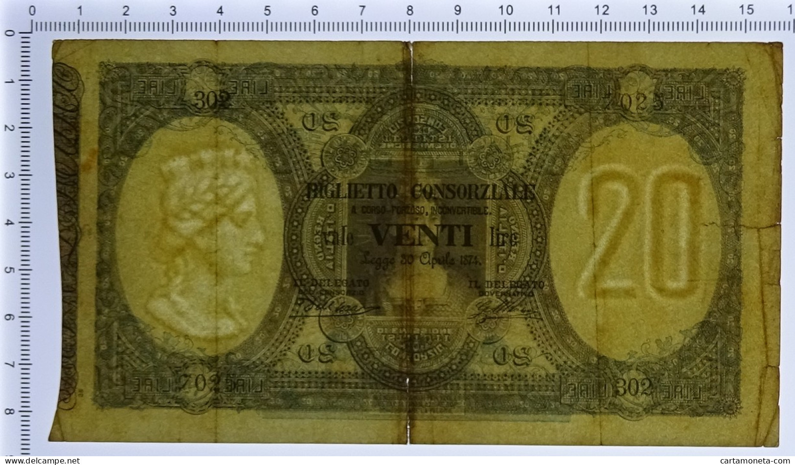 20 LIRE BIGLIETTO CONSORZIALE REGNO D'ITALIA 30/04/1874 QBB - Biglietti Consorziale