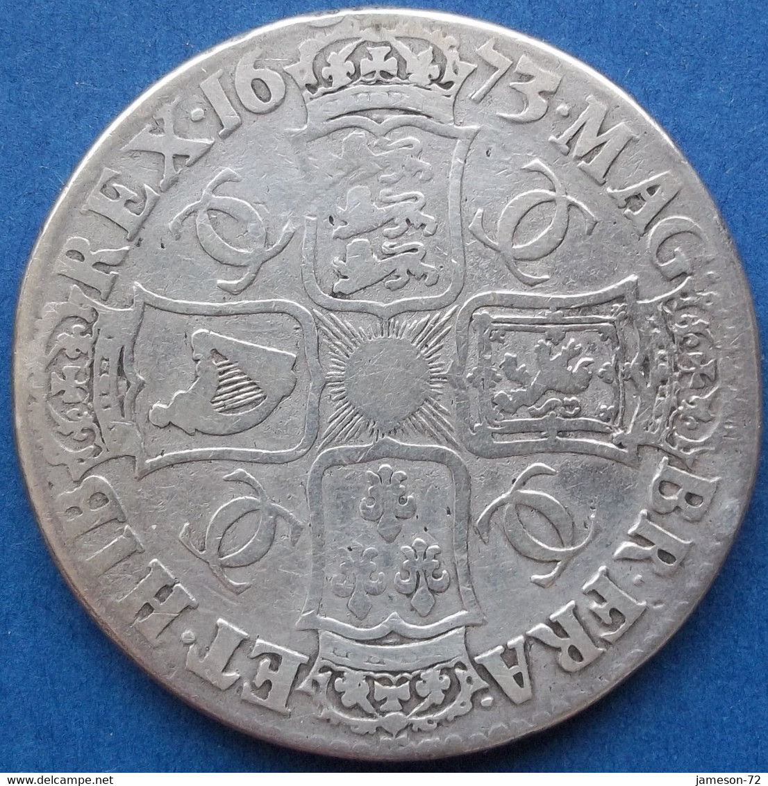 UK - Silver Crown 1673 KM# 435 Charles II (1660-1685) - Edelweiss Coins - Autres & Non Classés