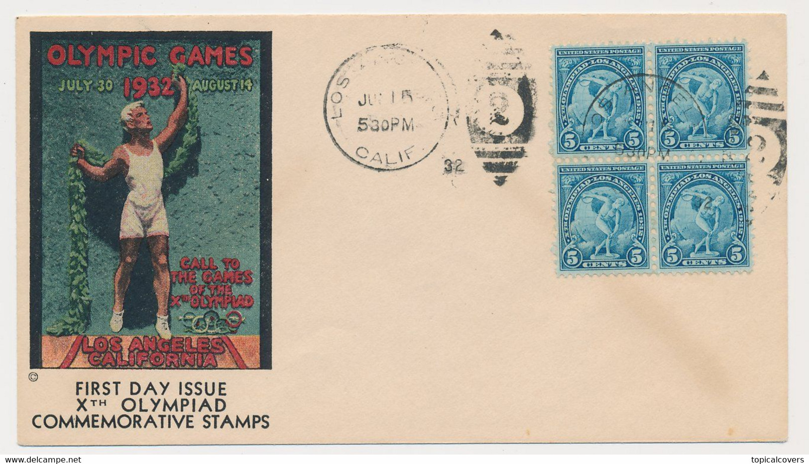 Olympic Games 1932 Los Angeles USA - FDC - Zomer 1932: Los Angeles