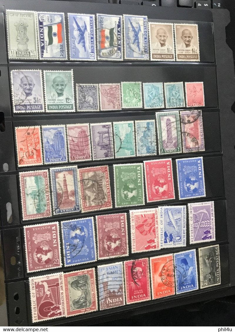 India 1947-98 On 7+ Sheets Most Mint Pre 1955 Also Used SG Cat £375+ See Photo Also Offers Invited On My Listings - Used Stamps