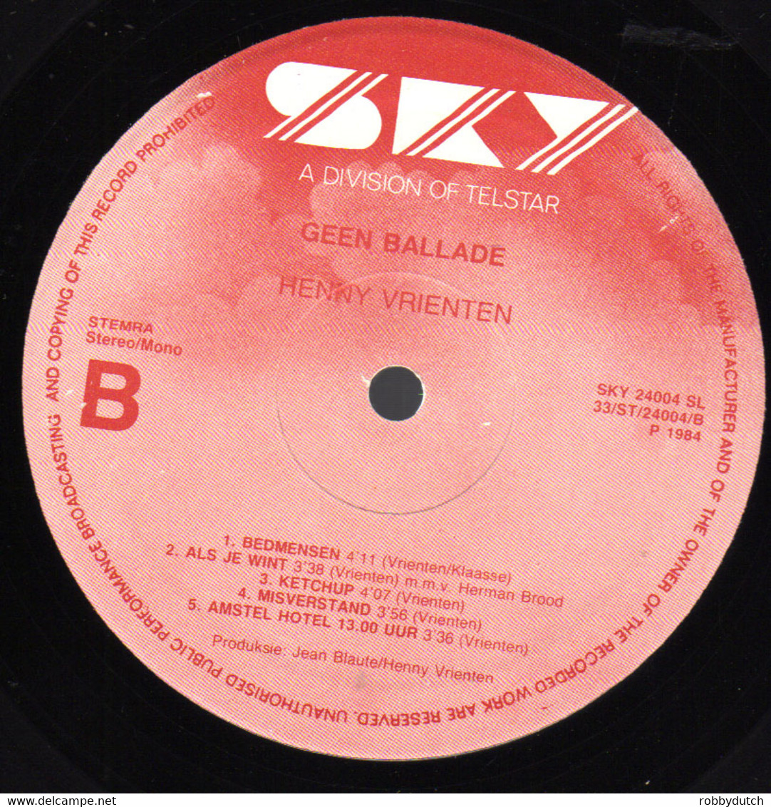 * LP *  HENNY VRIENTEN - GEEN BALLADE (Holland 1984) - Other - Dutch Music