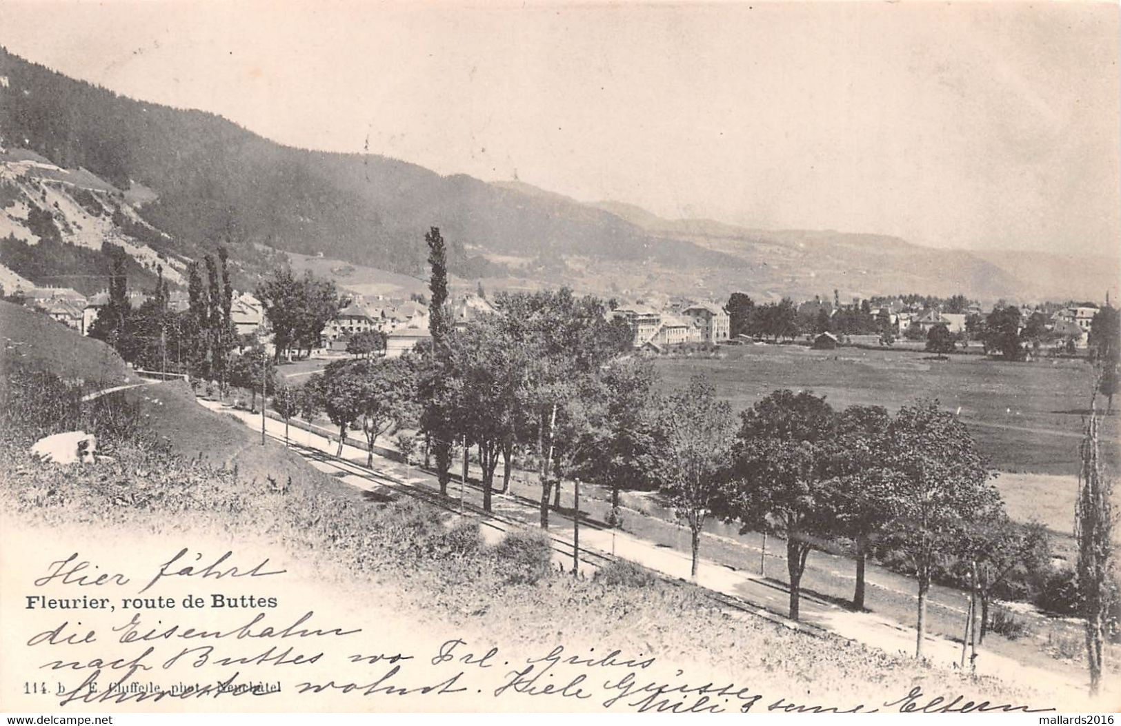 FLEURIER - ROUTE DE BUTTES - POSTED 1903 ~ A 119 YEAR OLD VINTAGE UNDIVIDED BACK POSTCARD #223283 - Buttes 