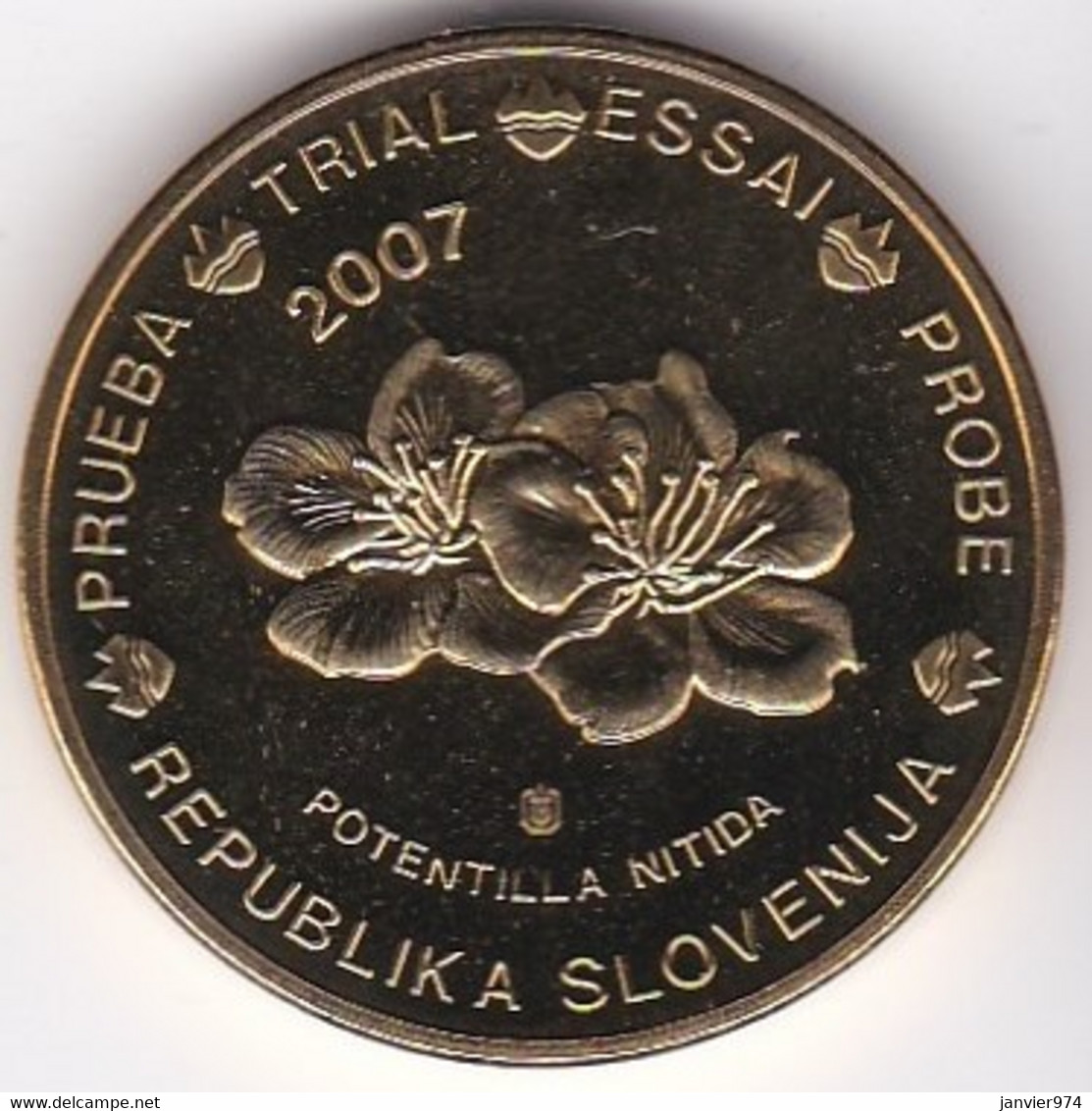 Slovénie 20 Cents 2007. Specimen. Essai Probe - Privatentwürfe