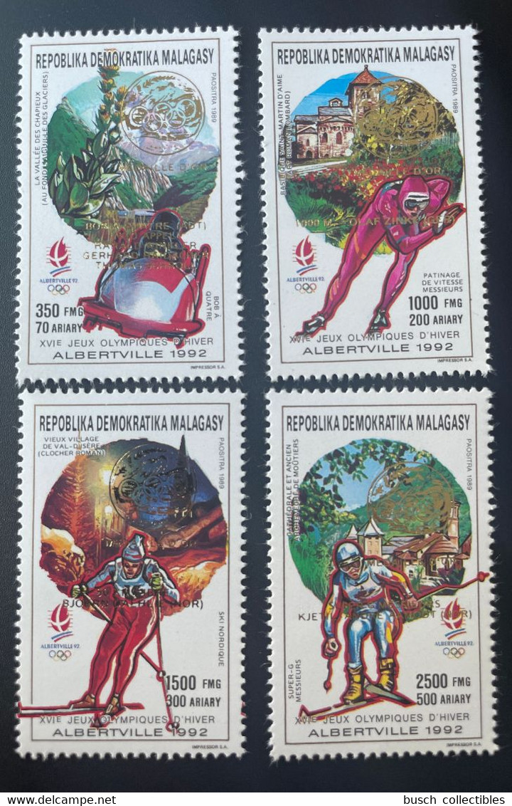 Madagascar Madagaskar 1992 / 1993 Mi. 1547 - 1550A Gold Overprint Jeux Olympiques Hiver Albertville Olympic Games - Madagaskar (1960-...)