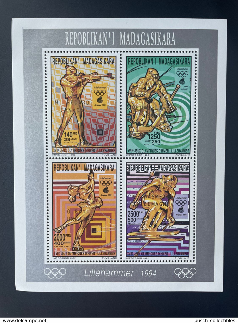 Madagascar Madagaskar 1994 Mi. 1696-1699 BA Gold Overprint Olympic Games Winter Lillehammer Jeux Olympiques Hiver Ski - Madagaskar (1960-...)