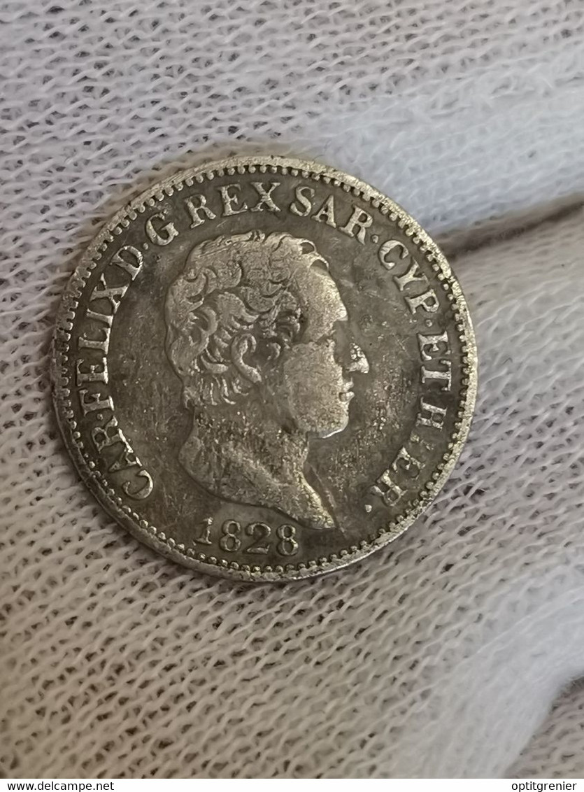 50 CENTESIMI ARGENT 1828 L SARDAIGNE / SILVER (Un Plat Sur La Tranche Côté Revers) - Autres & Non Classés