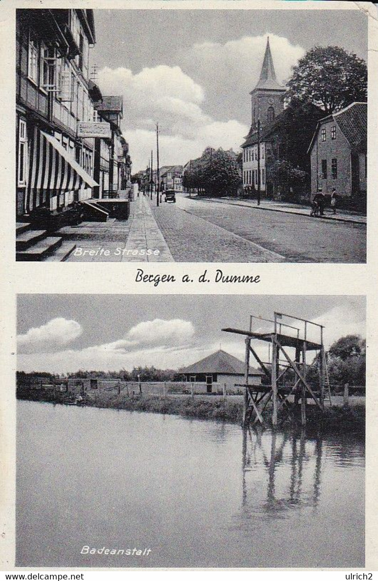 AK Bergen An Der Dumme - Breite Strasse - Badeanstalt - 1938 (61377) - Bergen