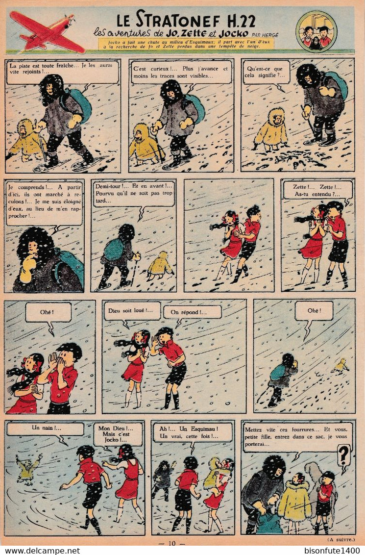 Tintin - Hergé : Jo, Zette Et Jocko "Le Stratonef H.22" Datant De 1947 Avec Bandeau Titre Inédit Dans La BD Actuelle. - Jo, Zette & Jocko