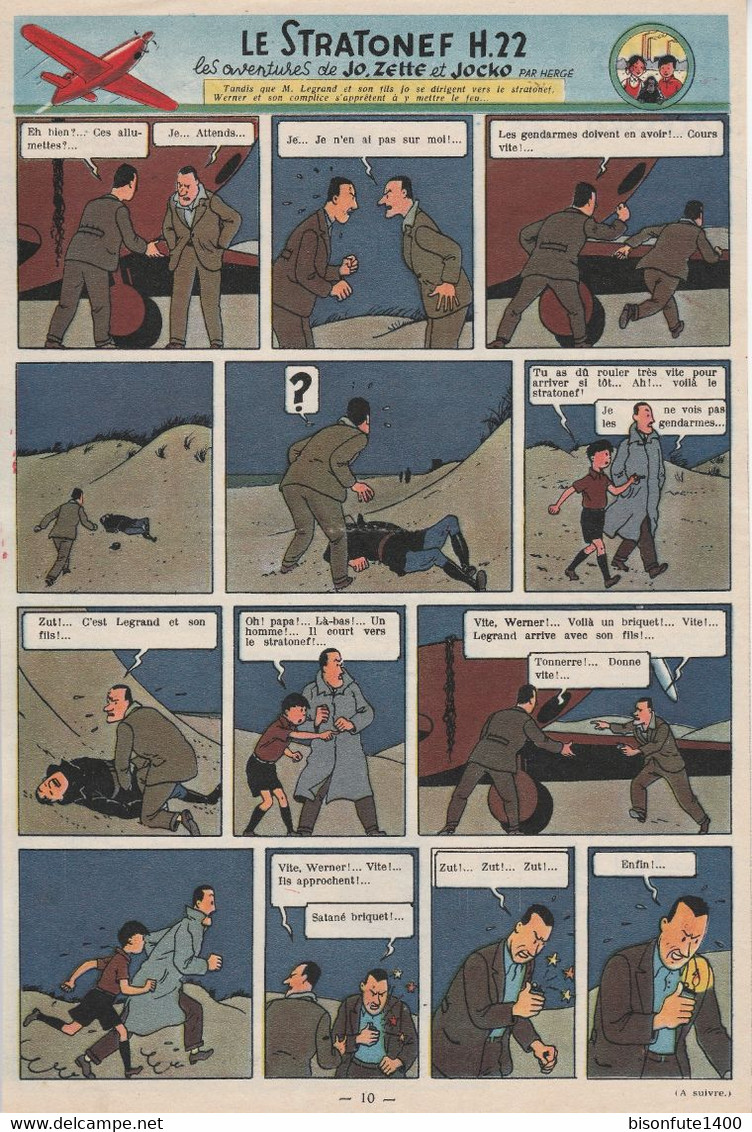 Tintin - Hergé : Jo, Zette Et Jocko "Le Stratonef H.22" Datant De 1947 Avec Bandeau Titre Inédit Dans La BD Actuelle. - Jo, Zette & Jocko