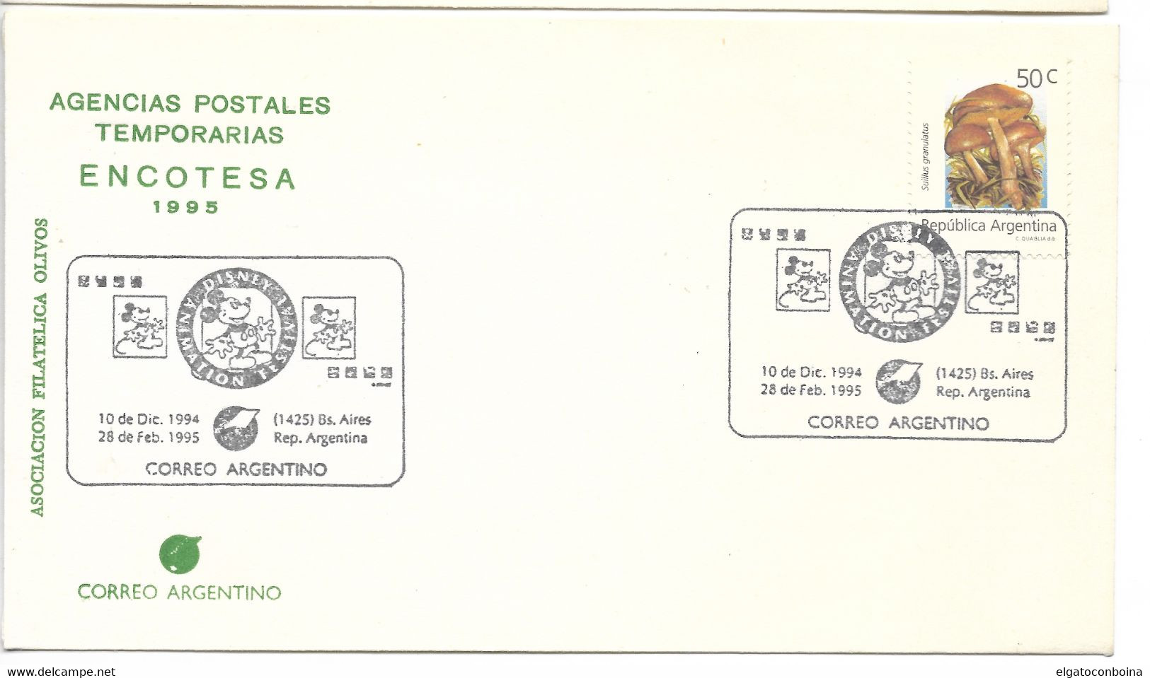 ARGENTINA 1994 1995 DISNEY ANIMATION FESTIVAL MICKEY SPECIAL POSTMARK CANCEL - Sonstige & Ohne Zuordnung