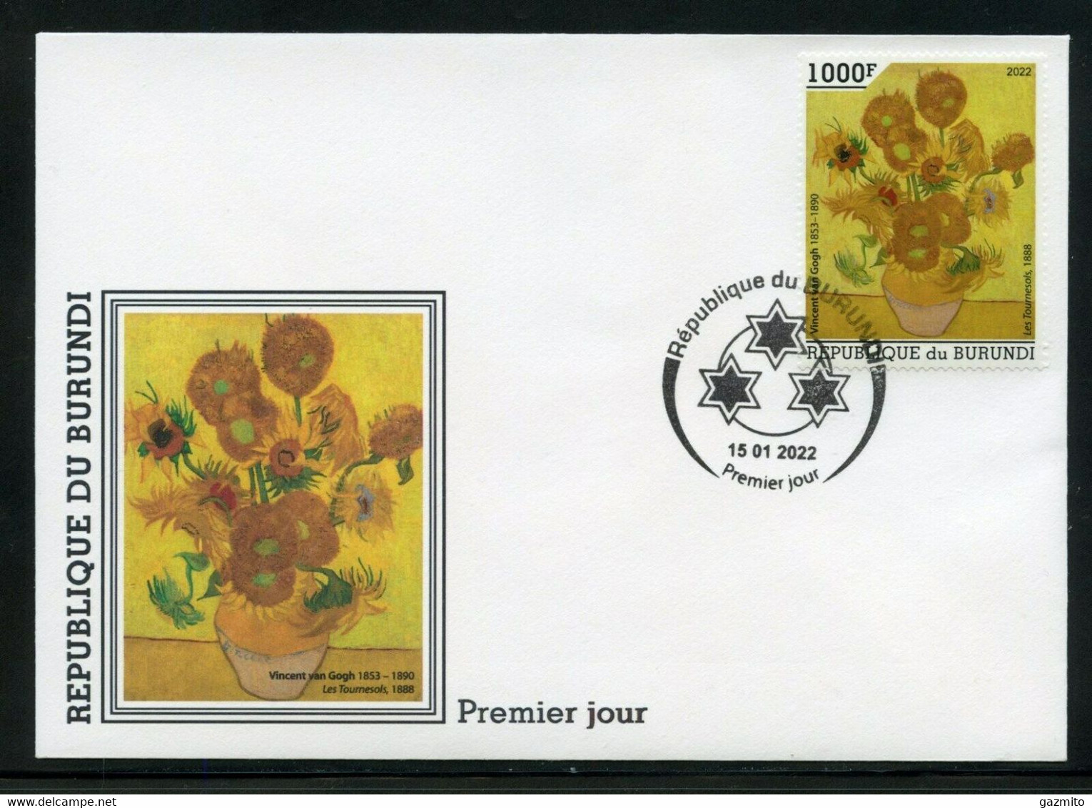 Burundi 2022, Art, Van Gogh, 1val In FDC - FDC