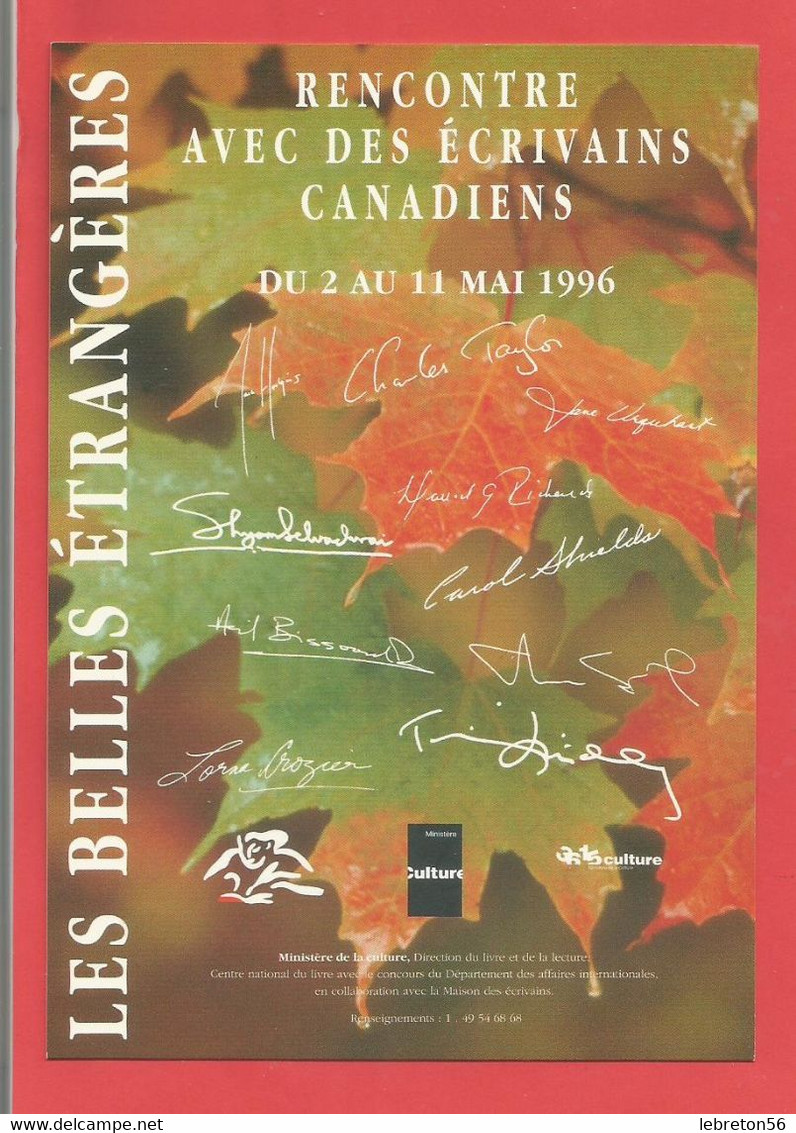C.P.M. « RENCONTRE Avec Des ECRIVAINS  » Du 2 Au 11 Mai 1996 Les Belles Etrangères    X2 Phots - Inwijdingen