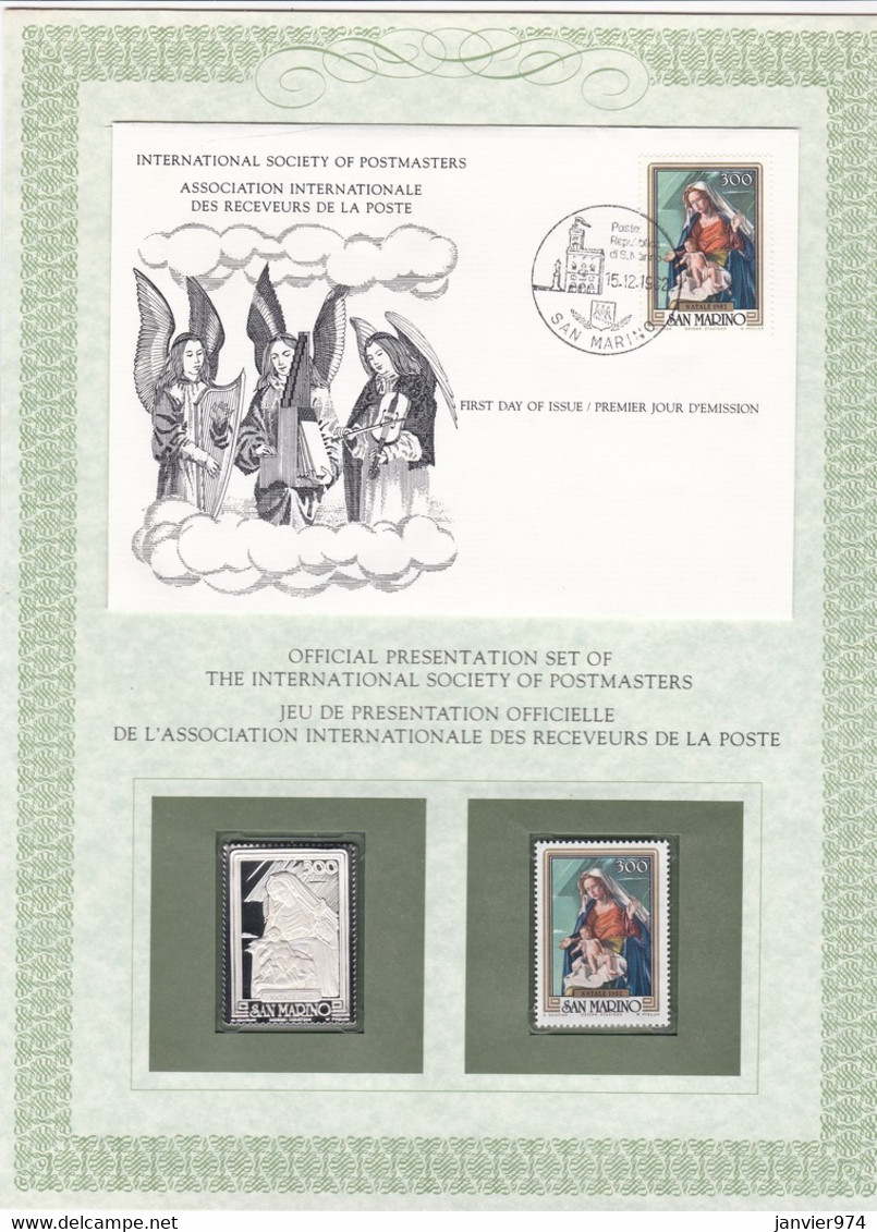 1982 Timbre Argent + Timbre Neuf + Enveloppe 1er Jour, 300 Lire Natale 1982. FDC - FDC