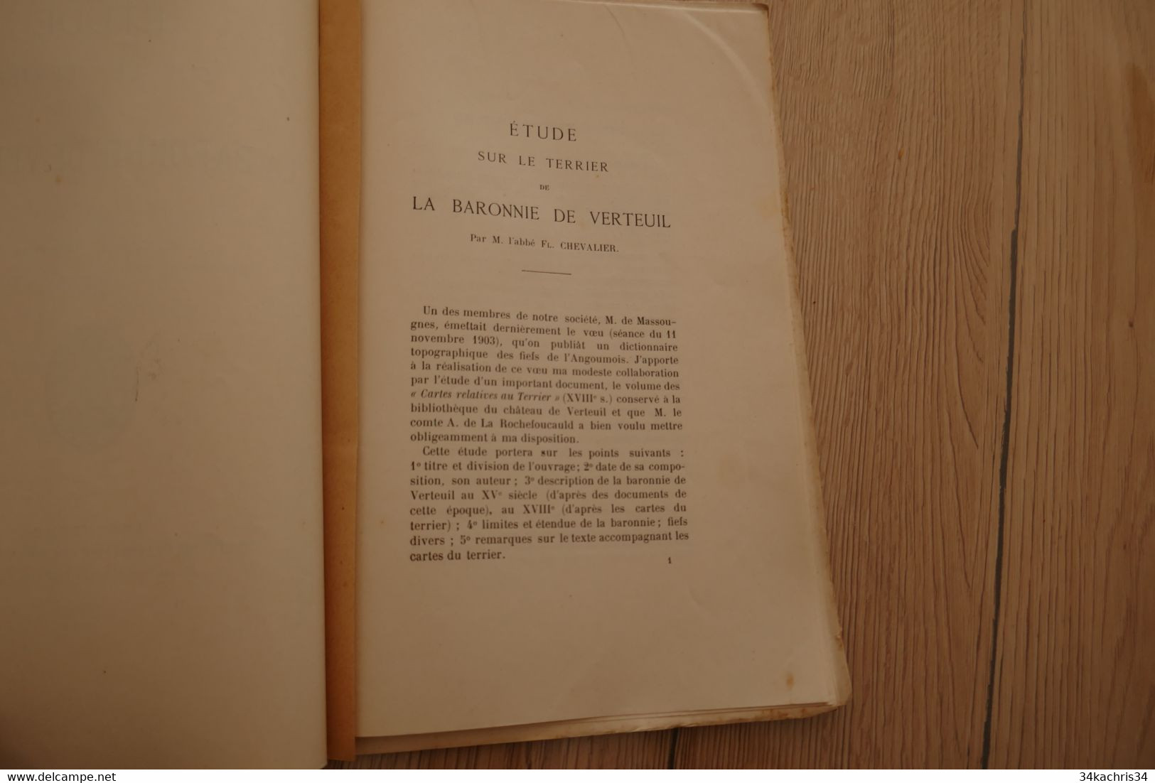 1906 étude Sur Le Terrier De La Baronnie De  Verteuil  Abbé Chevalier - Poitou-Charentes